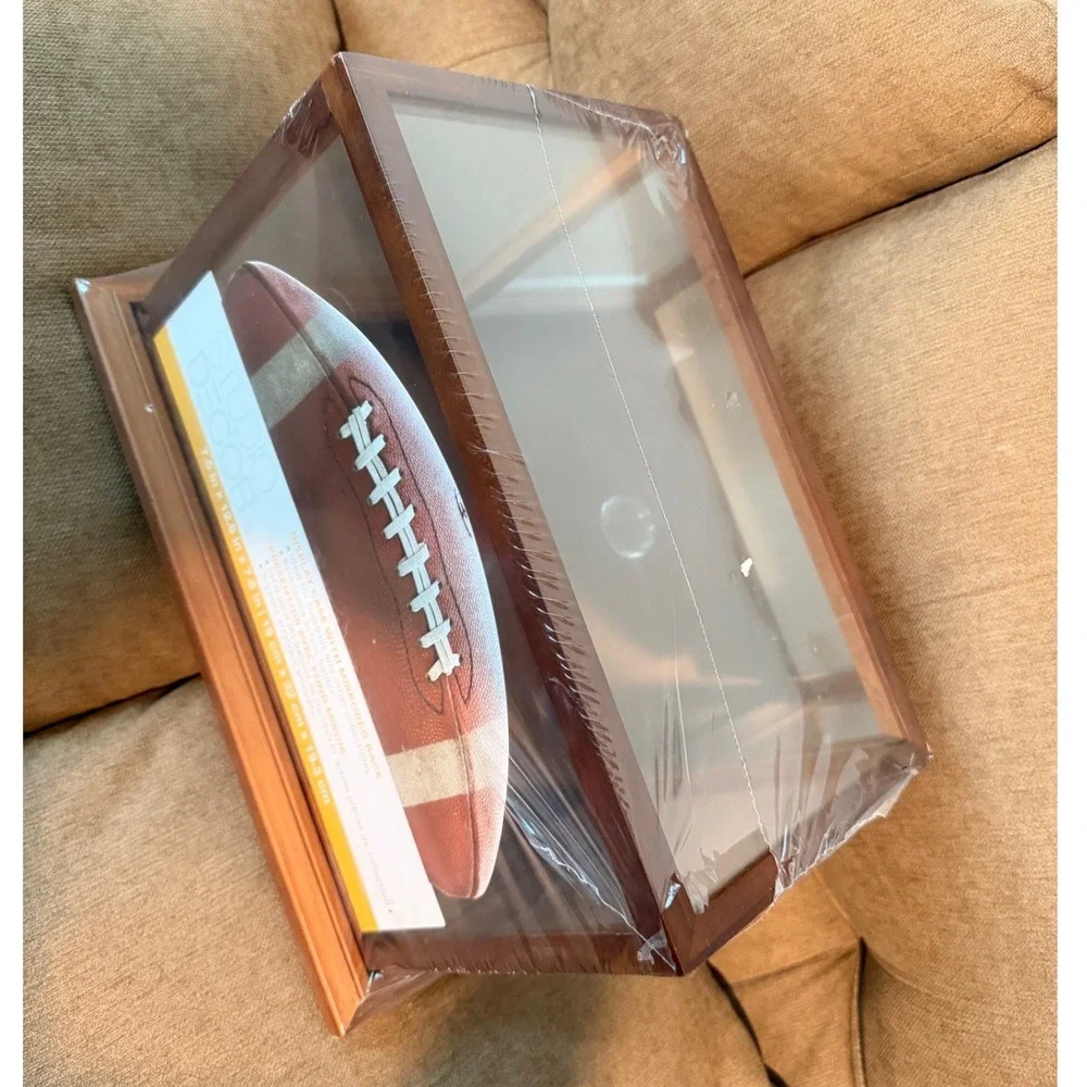 Studio Decor Football Display Case Mirrored Back Wood Frame 89054 New